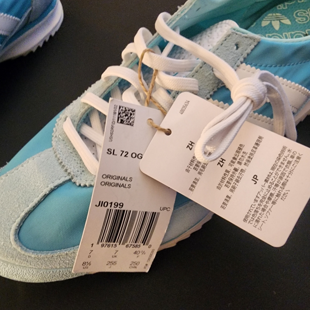 Adidas Women's Light Blue and White Sneakers - Picture 6 of 14